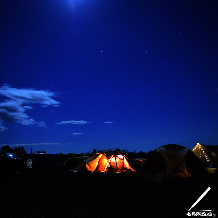 久住高原のボイボイキャンプ場での夜空。オリオン座が観えた。